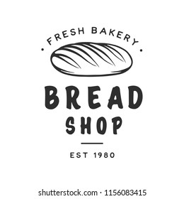 Vintage style bakery shop label, badge, emblem, logo. Monochrome vector graphic art with engraved design element. Collection of linear graphic on white background.