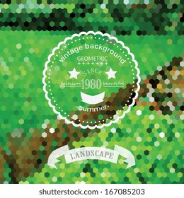 vintage style banner with garden landscape background