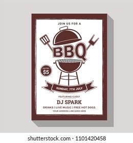 Vintage style, barbecue poster, food flyer, menu card, or promotional advertisement banner.