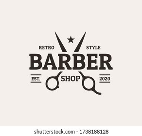 vintage style barber shop logo template