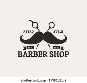vintage style barber shop logo template