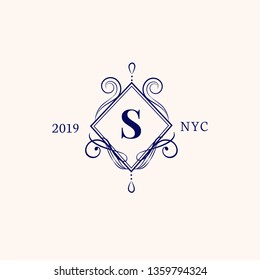 Vintage style baroque badge vector