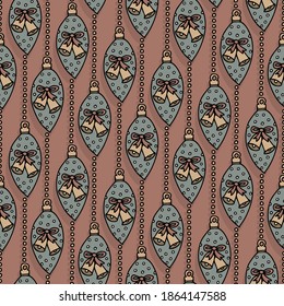 vintage style baubles glass balls colorful festive winter holiday decorative vector seamless pattern on colorful background