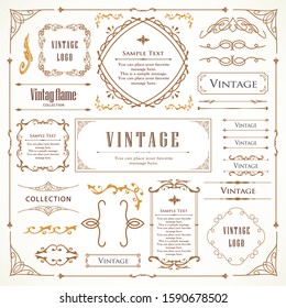 Vintage style beautiful vector material frame set