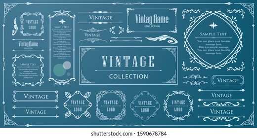 Vintage style beautiful vector material frame set