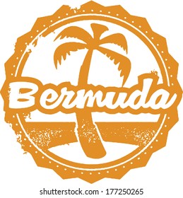 Vintage Style Bermuda Travel Stamp