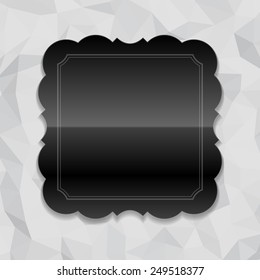 Vintage style black shiny label frame design and origami paper vector background. Retro luxury frame, badge, premium quality design element. 