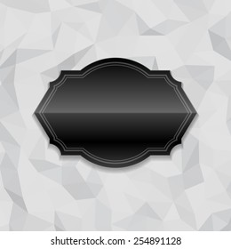 Vintage style black shiny label frame design and origami paper vector background. Retro luxury frame, badge, premium quality design element. 