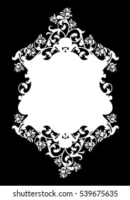 vintage style black and white vector  - decorative design with rose flowers and place for your text.