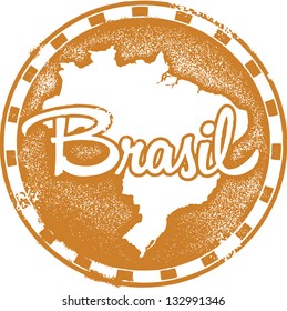 Vintage Style Brazil South America Vector Stamp