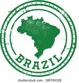 Vintage Style Brazil South America Travel Stamp