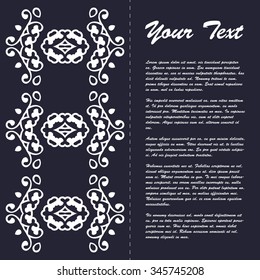 Vintage style brochure template design with modern art eastern elements and ornament, pages layouts in color, classic colors and creative solutions for design and decoration - postcard, menus and more