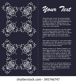 Vintage style brochure template design with modern art eastern elements and ornament, pages layouts in color, classic colors and creative solutions for design and decoration - postcard, menus and more