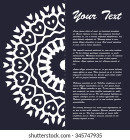 Vintage style brochure template design with modern art eastern elements and ornament, pages layouts in color, classic colors and creative solutions for design and decoration - postcard, menus and more