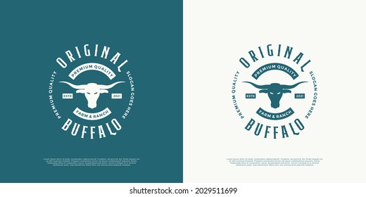 vintage style buffalo logo design badge