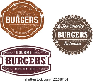 Vintage Style Burger Menu Stamps