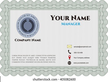Vintage Style Business card. Beauty design. With linear background. Border, frame. 