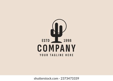 vintage style cactus logo vector icon illustration