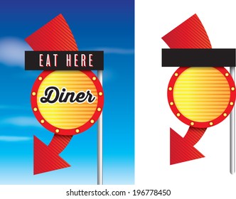 vintage style cafe or diner signs isolated on white