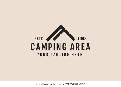 vintage style camping logo vector icon illustration
