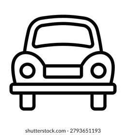 Vintage style car front view outline graphic with old fashioned automobile transport transportati