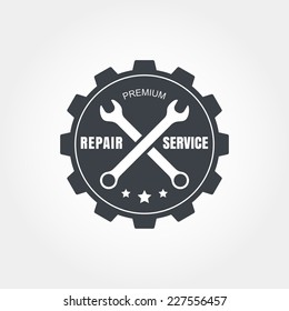 Vintage style car repair service label. Vector logo design template. Concept for spare parts store.