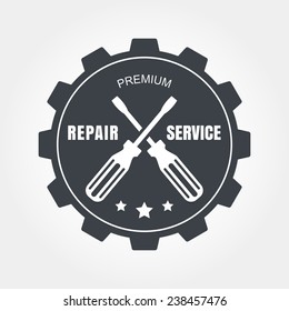 Vintage style car repair service label. Vector logo design template. Concept for spare parts store.