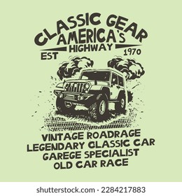 Vintage style car t shirt design 