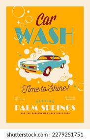 Vintage Style Car Wash Poster or Postcard - Time to Shine!