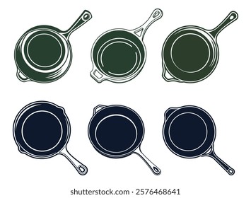 Vintage Style Cast Iron Skillet Illustrations