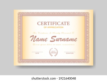 vintage style certificate of appreciation design template