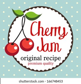 Vintage style cherry jam card.