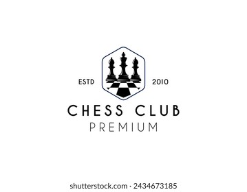 Vintage style chess logo design vector.