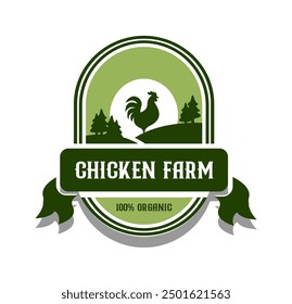 vintage style chicken farm logo badge emblem label vector template illustration chicken mascot design