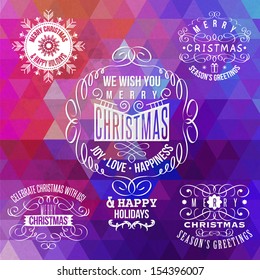 Vintage style Christmas labels on modern background