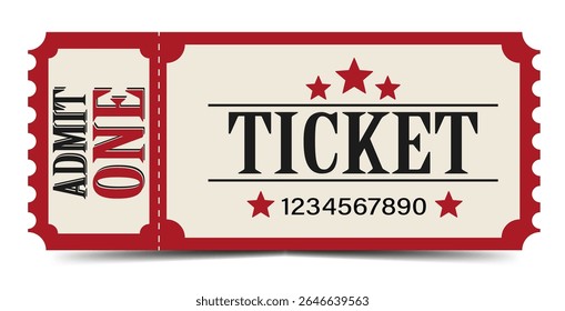 Vintage style circus ticket featuring bold red and white colors.