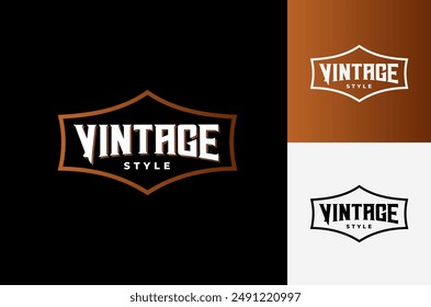 Vintage Style Classic and Bold Retro Logo Design with Black and Brown Elements