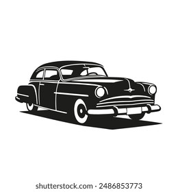 Vintage style classic car black and white clip art. Vector EPS10.