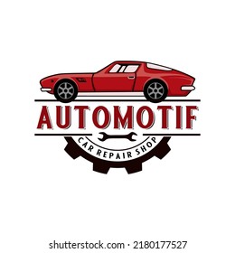 vintage style classic car logo. classic car silhouette elements for rental car sales workshop