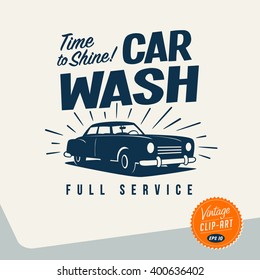 Vintage style Clip Art - Car Wash - Vector EPS10.