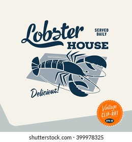 Vintage style Clip Art - Lobster House - Vector EPS10.