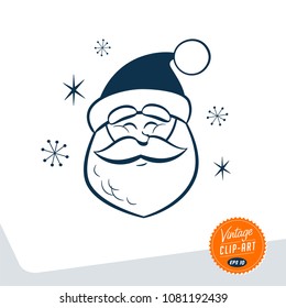 Vintage Style Clip Art - Santa Claus Portrait - Vector EPS10.