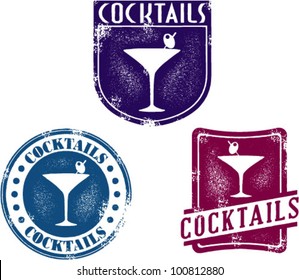 Vintage Style Cocktail Bar Stamps