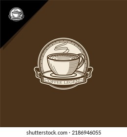 vintage style coffee cup illustration for emblem logo