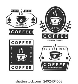 conjunto de Vector con logotipo de café de estilo vintage. colección de insignia de café de estilo blanco y negro