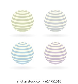 Vintage style colored spheres vector illustration.