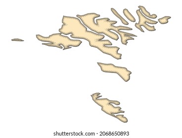 Vintage style concept for Faroe Islands. History or culture or tourism concept image illustration.