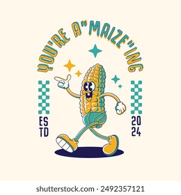 vintage style corn character illustration