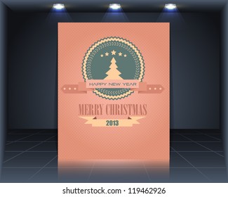 Vintage Style Cover Merry Christmas Vector Template