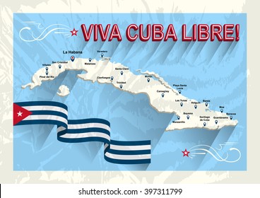 Download Vintage Style Cuba Map Viva Cuba Stock Vector Royalty Free 397311799